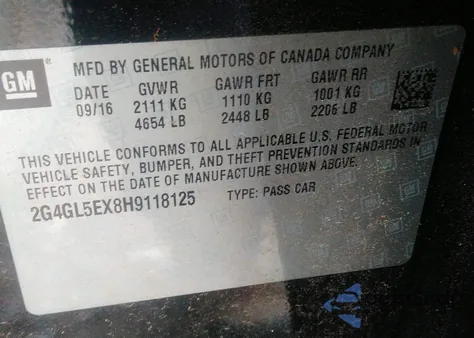 2017 Buick Regal Turbo Sport Touring from USA, damaged, VIN 2G4GL5EX8H9118125